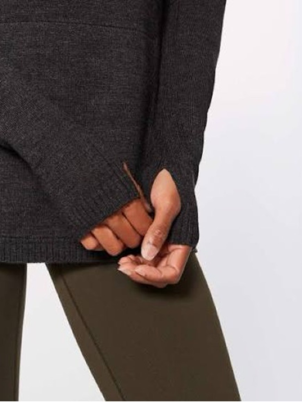 Lululemon 100% Merino Wool Sweat & Savasana Sweater Heathered Black Women Size 8